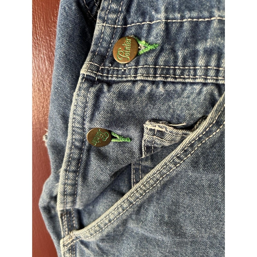 Vintage Pointer Brand Denim Overall Workwear USA Size W34 L36 Men 90s Worn - Picture 5 of 11